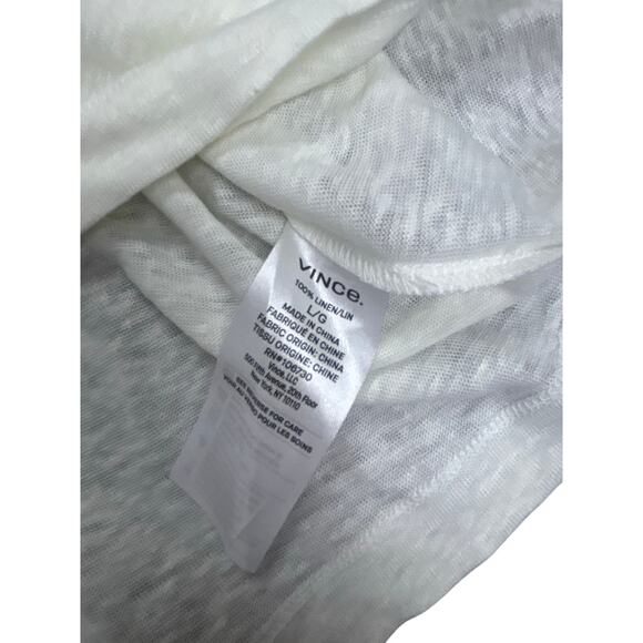 Vince 100% Linen T-Shirt White Women’s L Lightweight Short Sleeve Minimalist Top - Picture 3 of 5